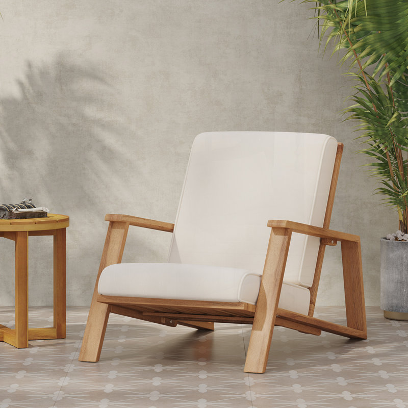 Outdoor Acacia Wood Armchair, Beige