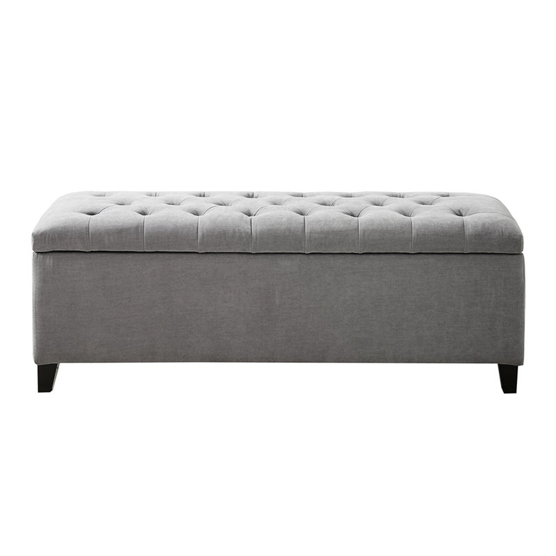 Banc de rangement - Gris, rembourré, intérieur gris à fermeture en douceur avec fonction et design rembourré
