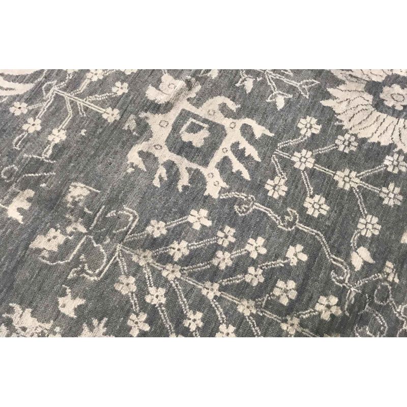 Hand-Knotted High-Quality Blue and Silver Area Rug