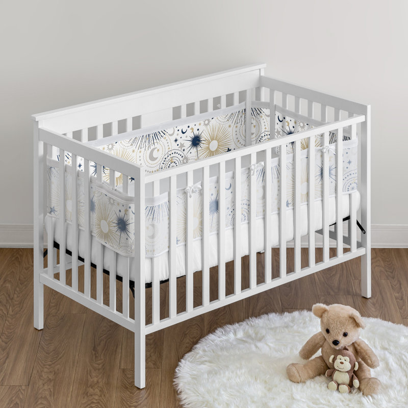 Celestial Blue Gold Sweet Jojo Designs + Doublure de lit de bébé en filet respirant