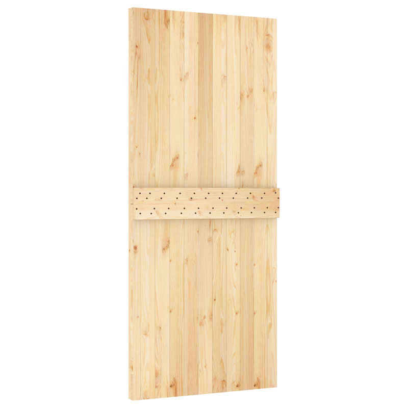 vidaXL Sliding Door Natural and Black 85 x 210 cm Solid Pine Wood, 200cm X  210cm, Natural, 26