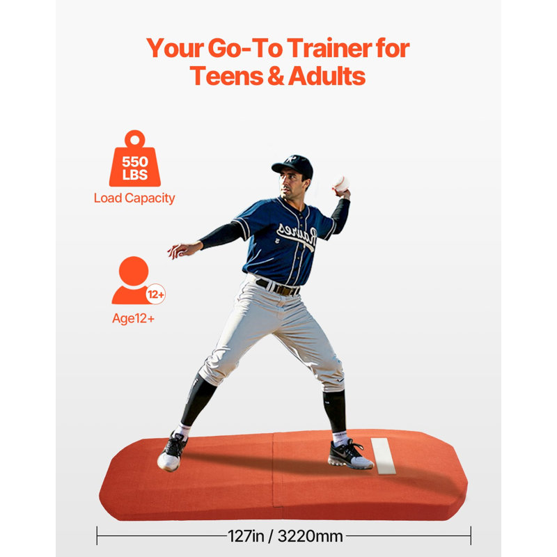 Pitching Mound, base de jeu de baseball portable, équipement de pratique et d'entraînement en plein air pour l'intérieur 127 pouces, aide au lancer de balle molle avec gazon anti-décoloration et caoutchouc