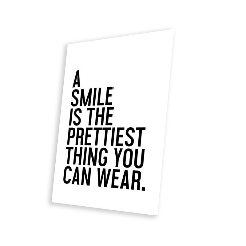 «A Smile Is the Prettiest» - Art textuel sans cadre, H 32 po x l 24 po x P 0,25 po
