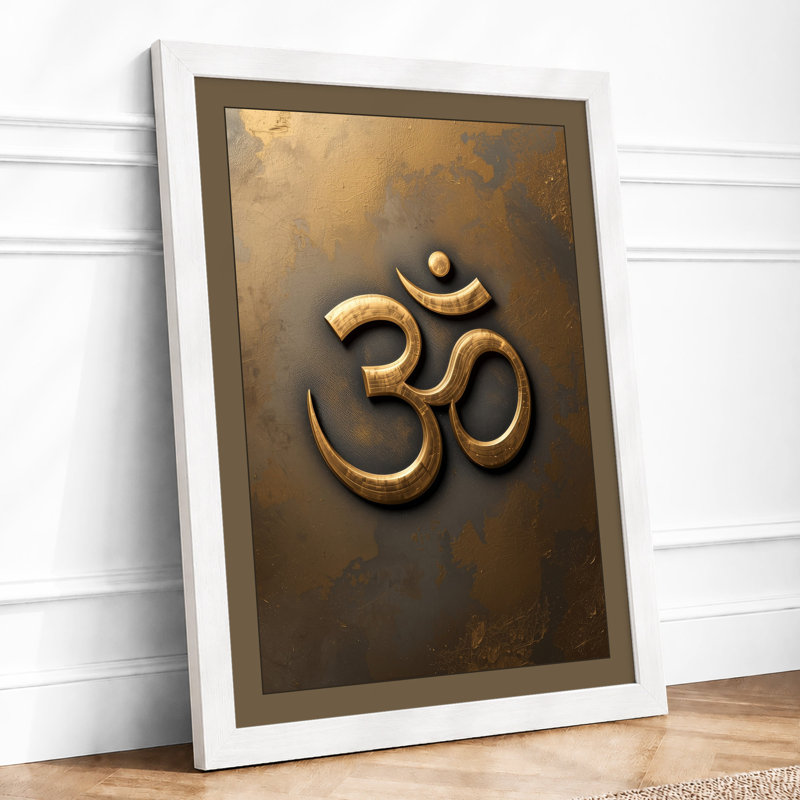 Golden Om Minimalist - Framed Print, A1 - 84.1 x 59.4 cm, White
