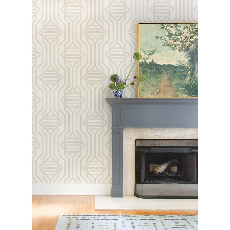 Essex Dark Blue Geometric Wallpaper, Brown