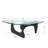 Triangle Glass Coffee Table with Wooden Base Clear Glass Top Mid-Century Abstract Glass Table-1057579317