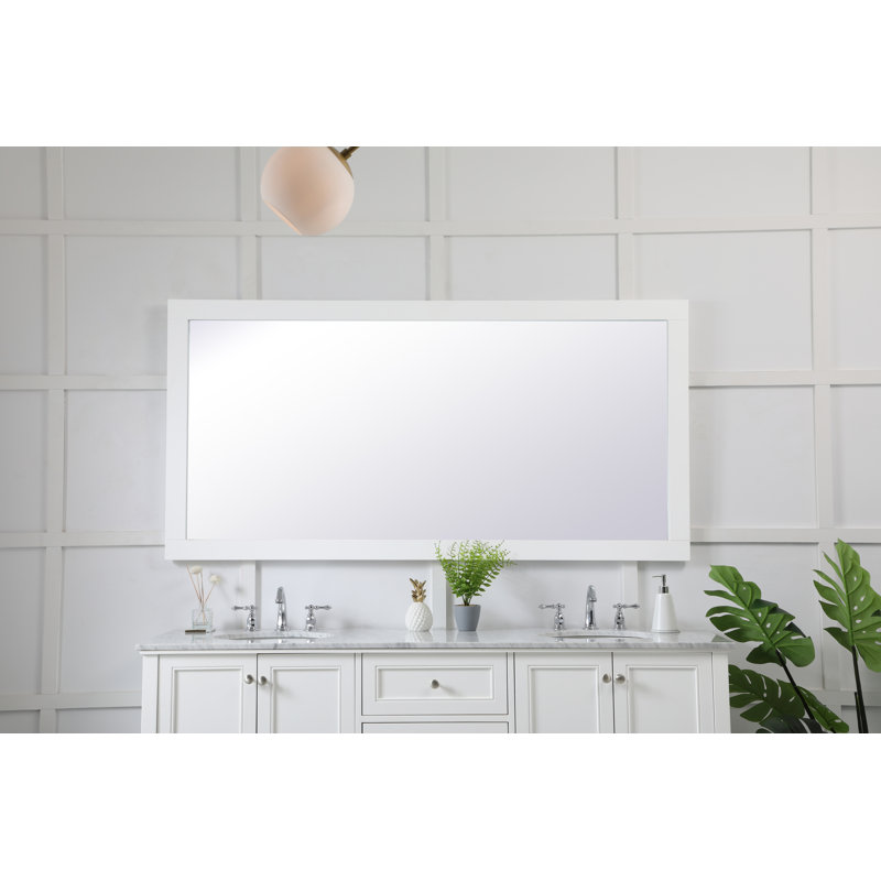 Metcalfe Solid And Engineered Wood Flat Wall Mirror, 36" x 72" , White