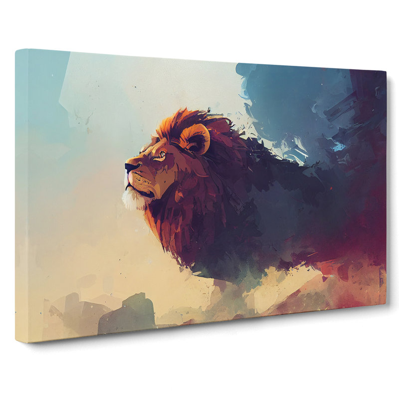 Lion Art Painting Vol.1 Abstract - Wrapped Canvas Print, 40cm H x 60cm W x 3cm D