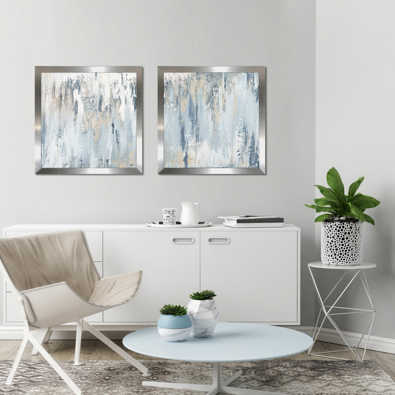 « Blue Illusion Square » par Patricia Pinto ‑ ensemble de deux reproductions à l'acrylique imprimées, H 19,5 po x l 19,5 po