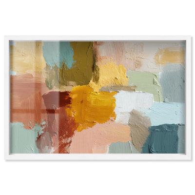 «Sunset Masonry I Shadowbox Print», art mural abstrait par Art Remedy, cadre blanc, 25 x 17