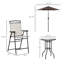 Ensemble de mobilier de patio 4 pièces, 2 chaises pliantes, parasol à angle réglable, table de salle à manger en verre trempé texturé Wave