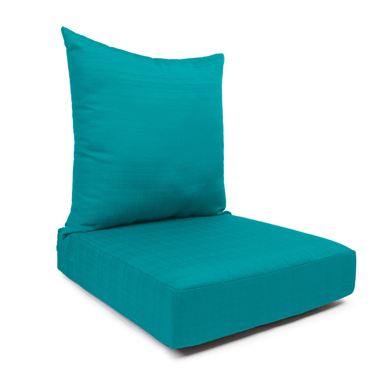 Seat Cushion With Zipper Closure And Separated Back Cushion, With White Polyester Padded Fill., Peacock
