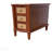 Solid Wood Rattan Narrow Side Table with 3 Drawers - Light Walnut