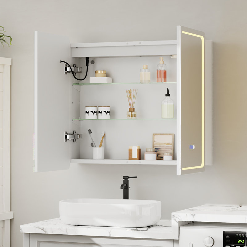 65mm W 60mm H Frameless Medicine Cabinet Mirror Fixed
