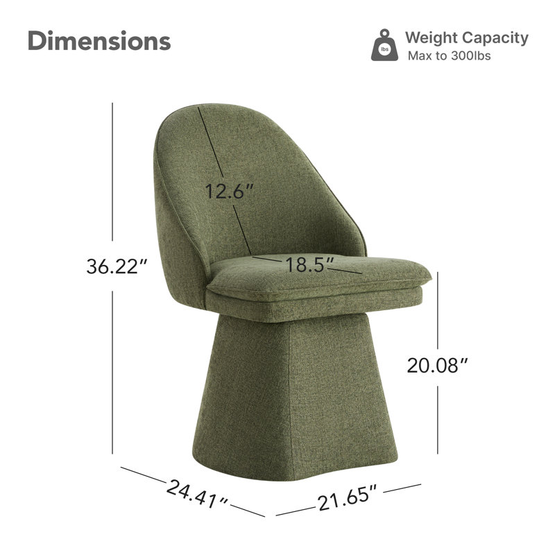 Chaise pivotante rembourrée en tissu, 4, Vert mousse