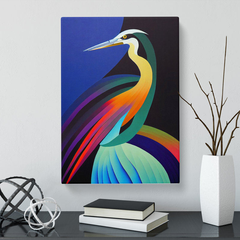 CAN-V0523-1147X Heron Bird In Abstract Vol.3 - Wrapped Canvas Print, 50cm H x 35cm W x 3cm D