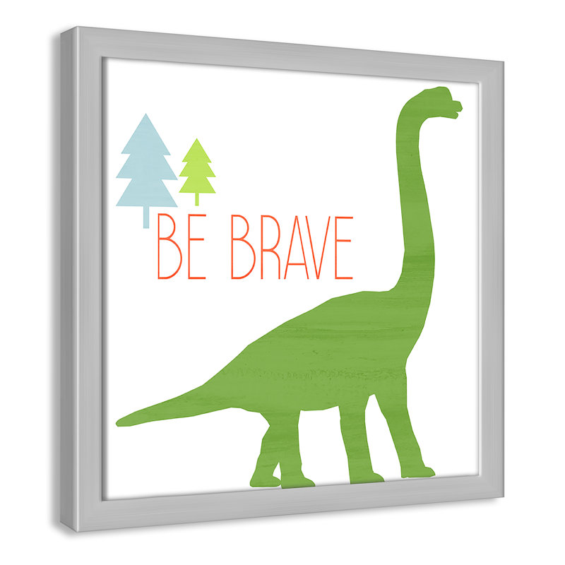 Dino Brave 1 ', art encadré, 12" H x 12" W x 1.18" D, Encadré de boîte argent