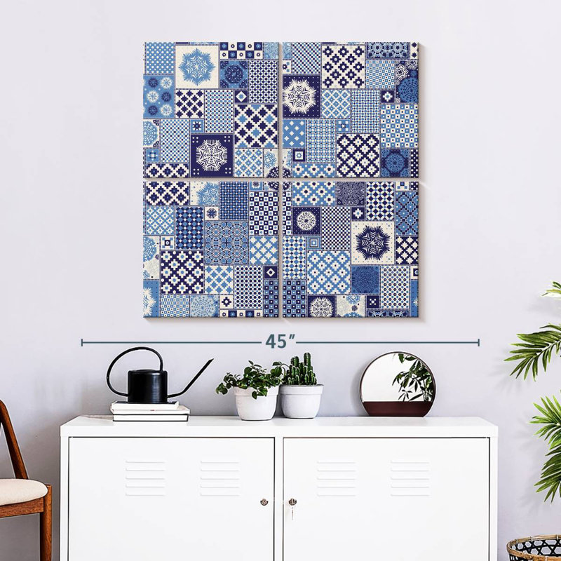 Patchwork géométrique bleu Avery
