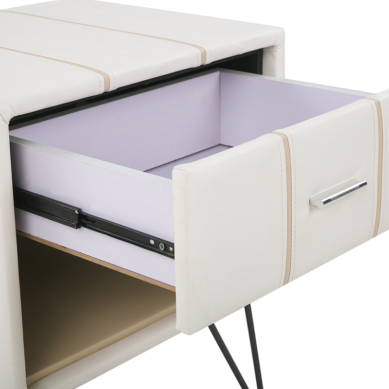 Margie 48cm W Solid Wood Bedside Table, White