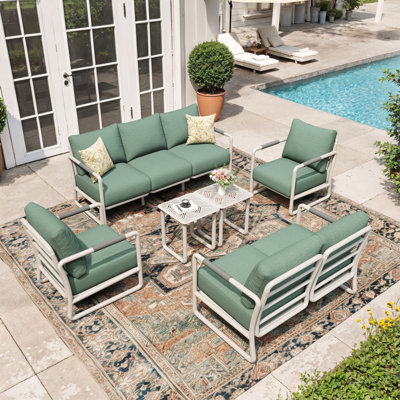 7 - Person Aluminum Patio Conversation Sets with Cushions