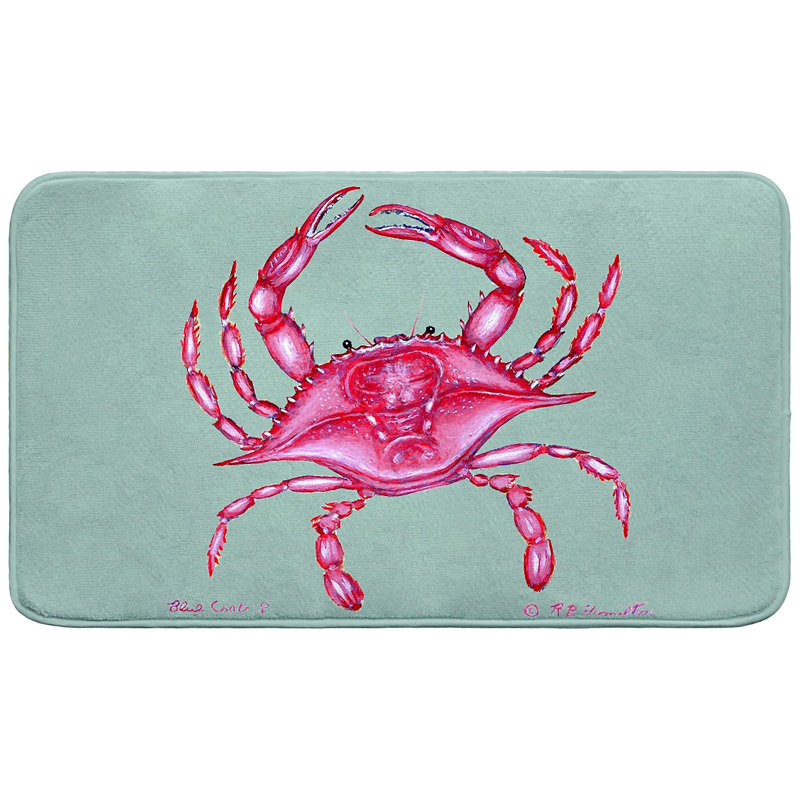Tapis de bain rose crabe, L 30 po x l 18 po