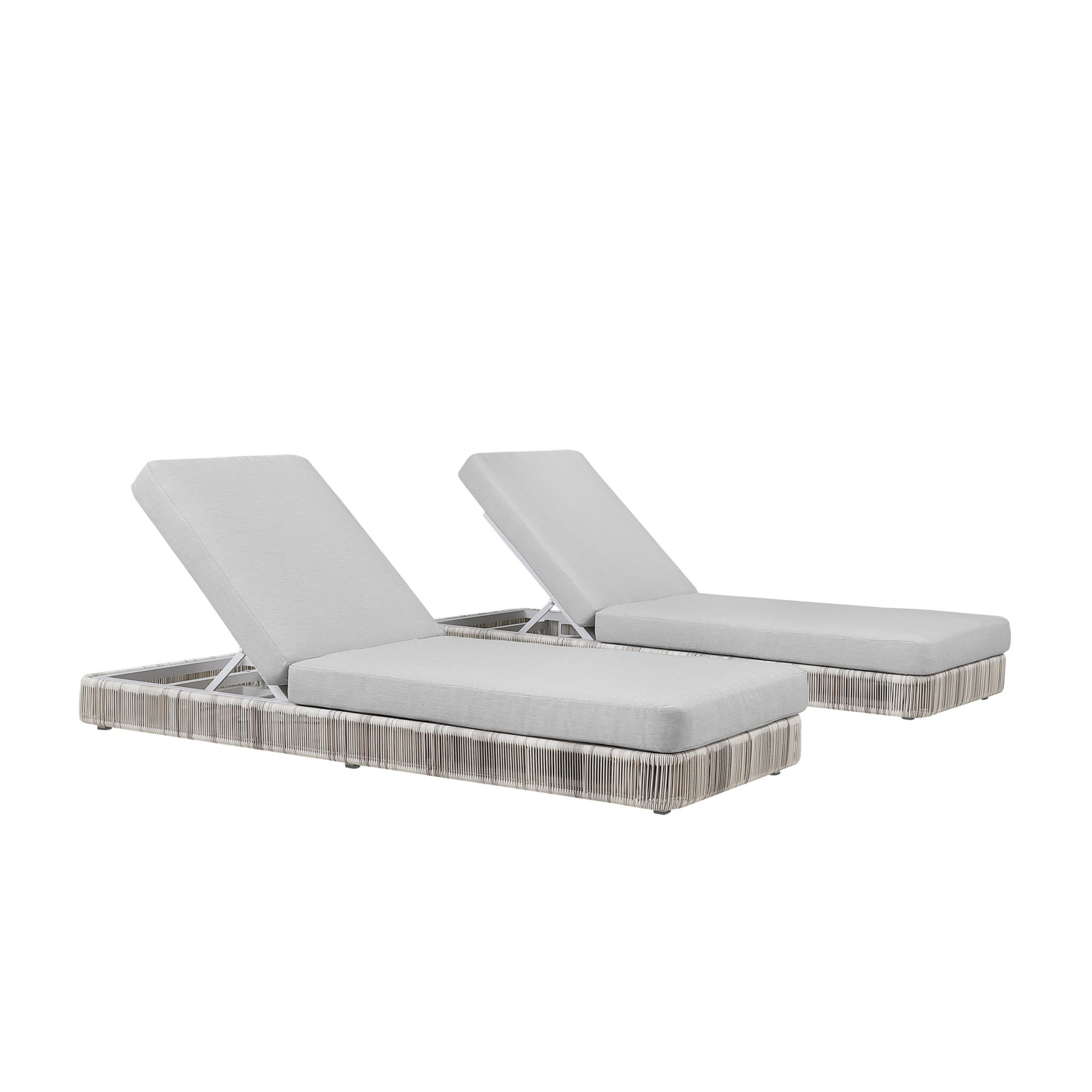 Poveromo Outdoor Metal Chaise Lounge, Ivory Driftwood
