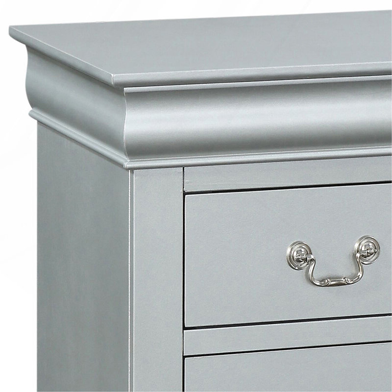 Table de chevet 2 tiroirs Platinum, Argent argent