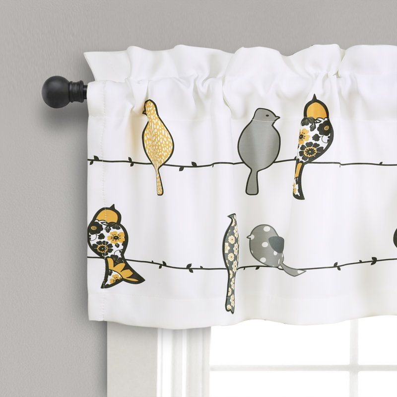 Rowley Birds Tailored Window Valance, Yellow/Gray