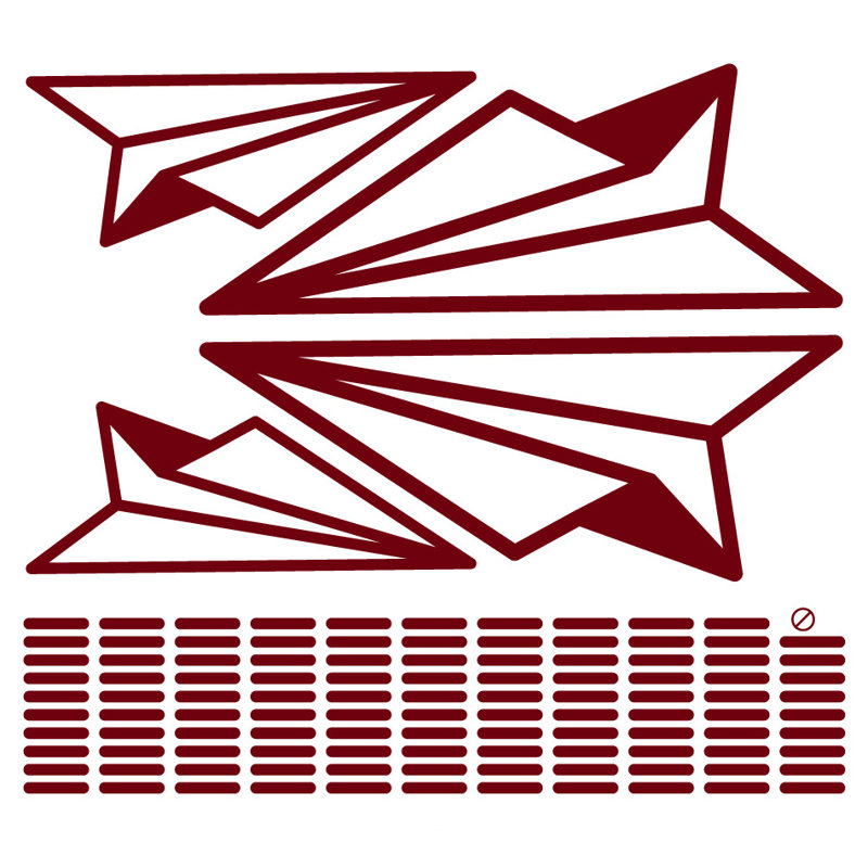 Adhésif décoratif papier avion, Bourgogne, H 30 po x l 33 po x P 0,01 po