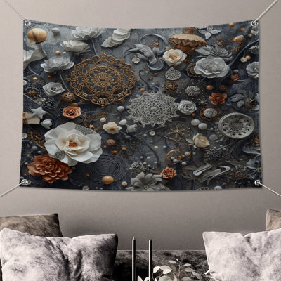 Intricate Floral Arrangement Wall Tapestry - Floral Wall Decor