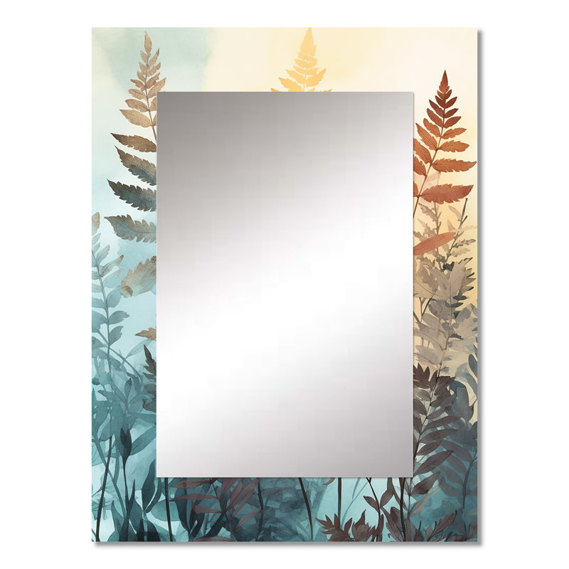Orange Fern Fantasia - grand miroir de fougères, miroir mural décoratif moderne, impression d'art en métal, 32 po x 24 po