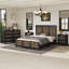 Ensemble de chambre à coucher 4 pièces, lit plateforme grand avec des autocollants en bois, table de chevet et commode avec poignée en métal, noir (Ancien SKU: HL000191AAB)-1895411148