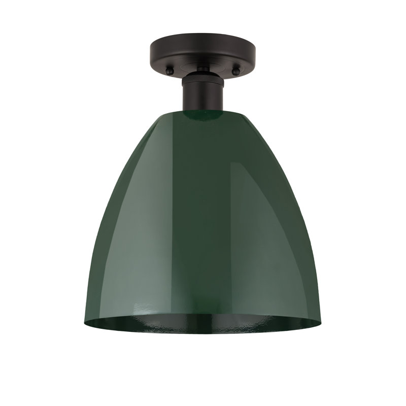 Plafonnier semi-encastré Amylee, Vert, Bronze huilé, H 11,25 po x l 9 po x P 9 po