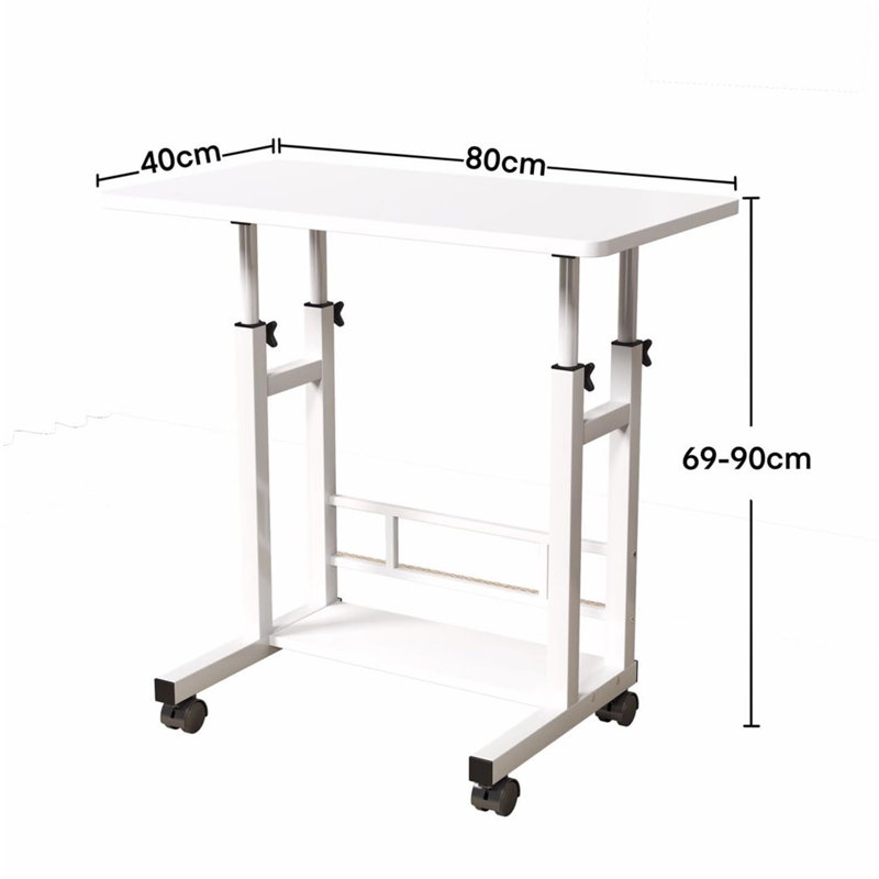 Adjustable Metal Base Computer Desk, White