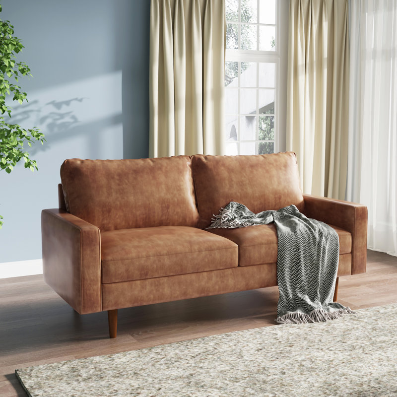 Arbella 70" Upholstered Square Arm Sofa, Brown