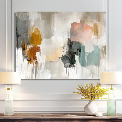 Fragmented Silence Of Minimalism Soft Colors Painting II - Minimalism Metal Wall Art