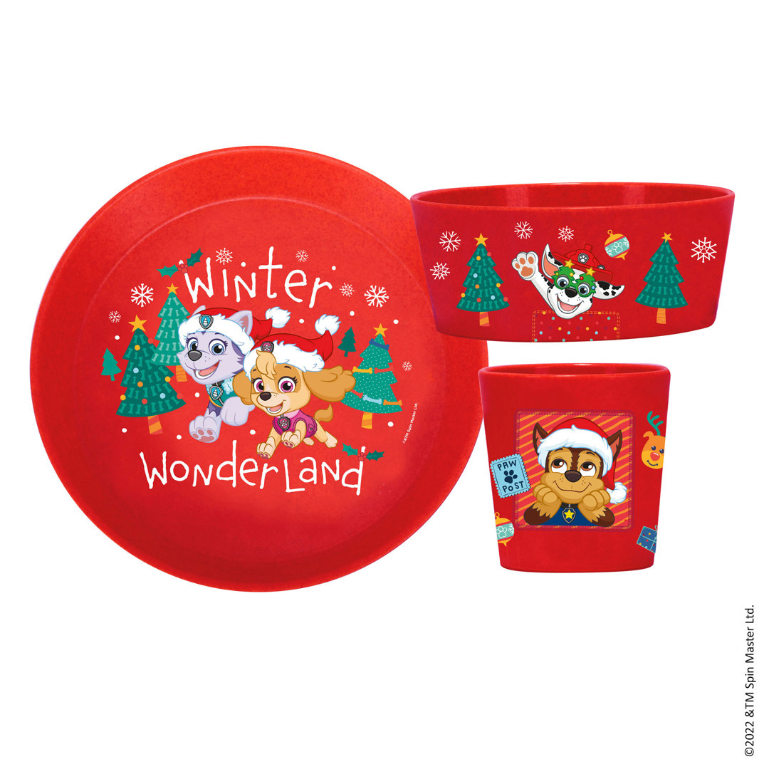 Koziol Frühstücksset Connect Paw Patrol Winter Wonderland 3-tlg., Kindergeschirr, Kunststoff