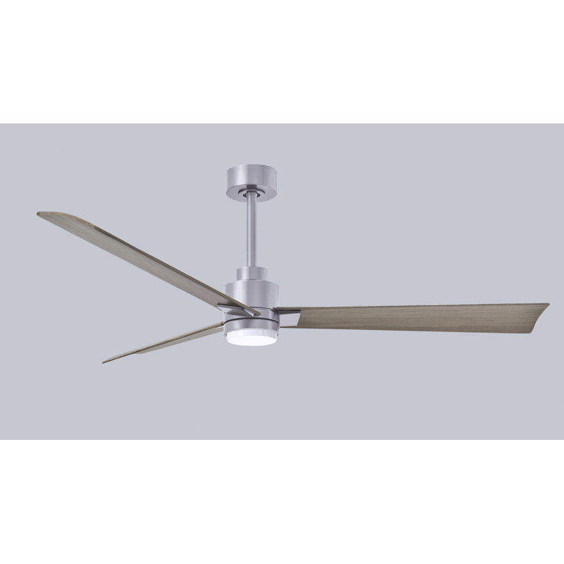 Ventilateur de plafond Alessandra, Ton bois de frêne gris, Nickel brossé, 56"