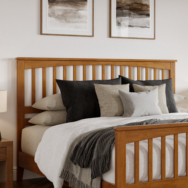 Camilla Low Profile Platform Bed with Matching Footboard, Light Toffee, King