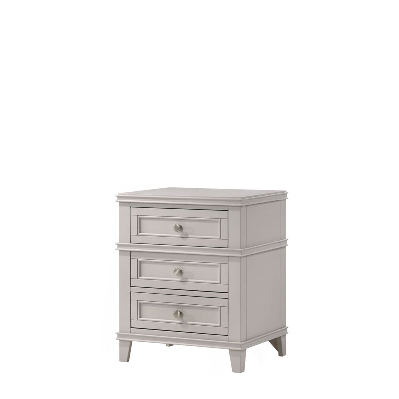 Table de chevet 3 tiroirs avec port USB, Gris