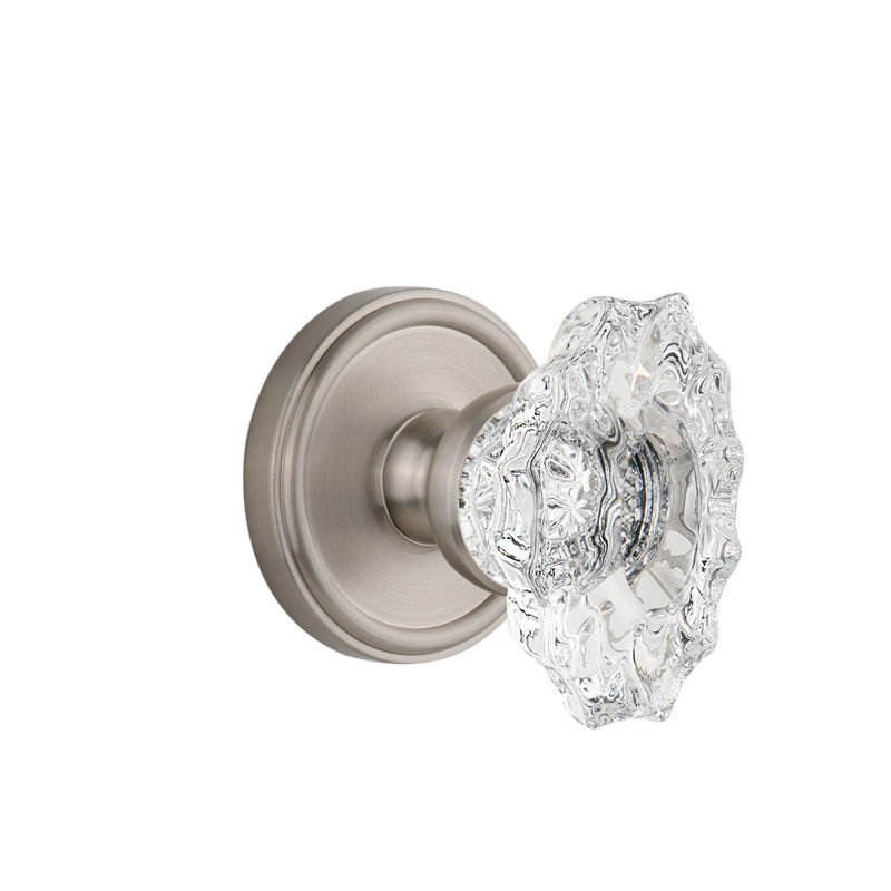 Grandeur Georgetown Rosette Privacy with Biarritz Crystal Door Knob, Satin Nickel, 2 3/4"