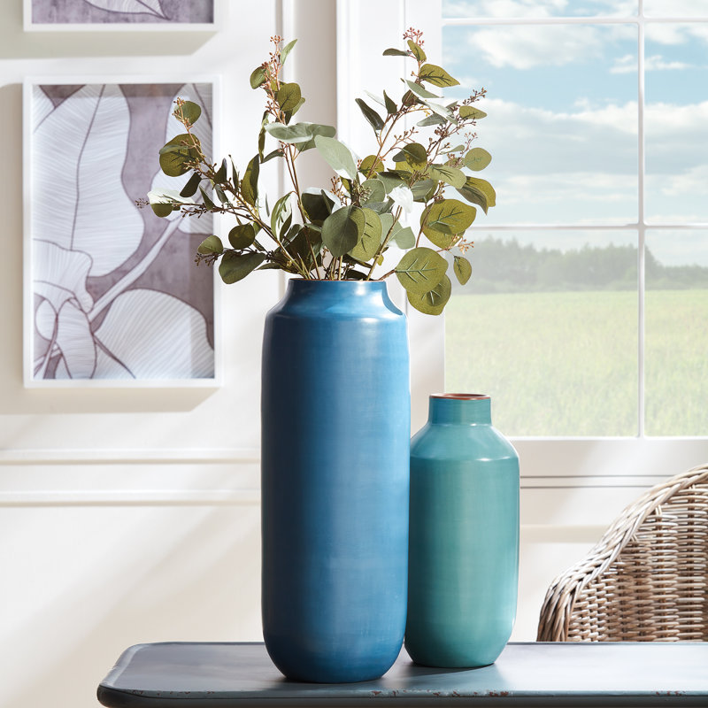 Lucela Handmade Terracotta Table Vase, Pastel Blue