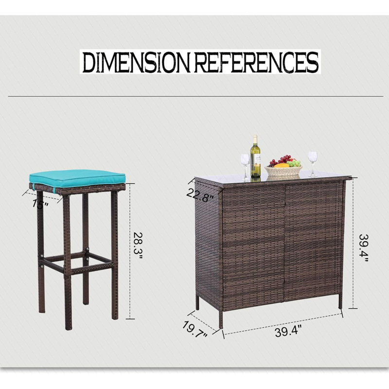 Ensemble de bar Hanneliese, Brun, Bleu, Brun