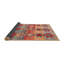 Tapis contemporain rouge / gris / safran-489694584