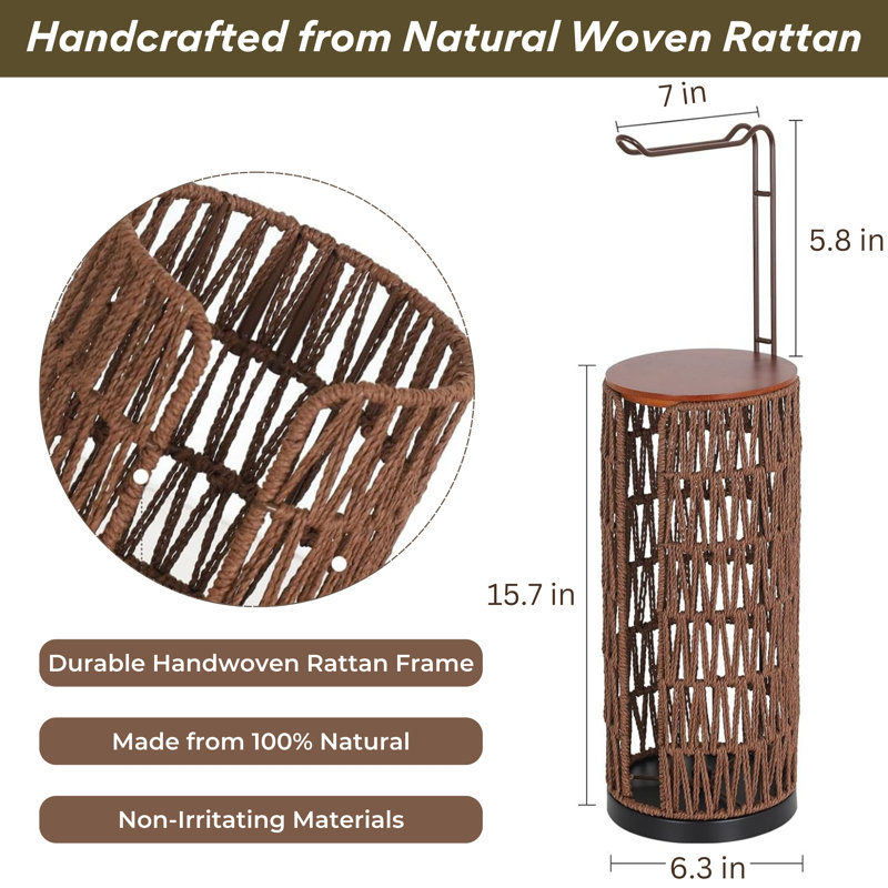 Papier hygiénique noir autoportant avec rangement - 3 rouleaux de papier hygiénique, Café