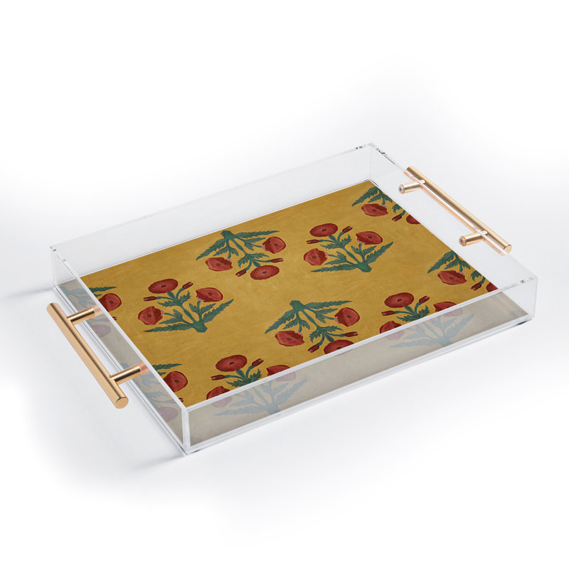 Christabel Red Mughal Poppies Acrylic Tray, Yellow