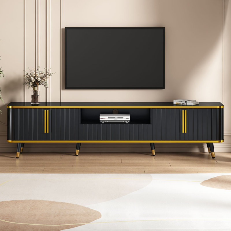 Meuble télé avec tablette de rangement ouverte pour téléviseur de 85 po ou moins ON-TREND