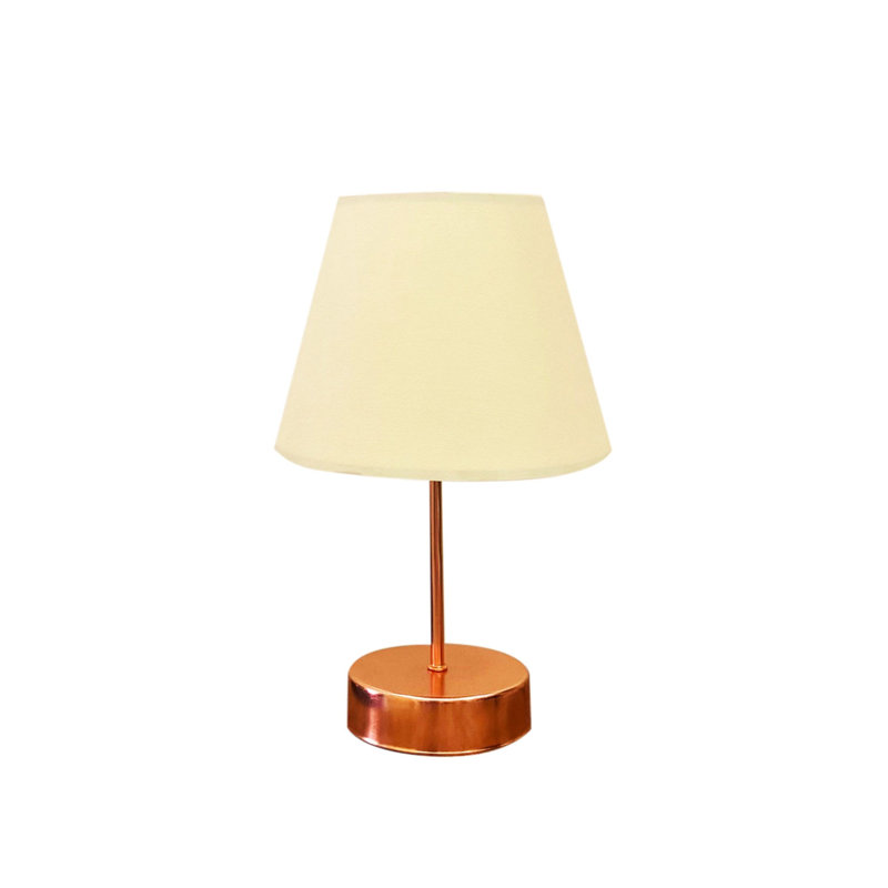 Lampe de table élégante avec pied en métal, rose et or rose | 14,6 po de hauteur totale, 7,9 po de diamètre inférieur, 5,3 po de diamètre supérieur | Douille E27 (60 W maximum), câble de 59 po avec interrupteur marche / arrêt | Certifié CE, parfait pour la maison et le bureau
