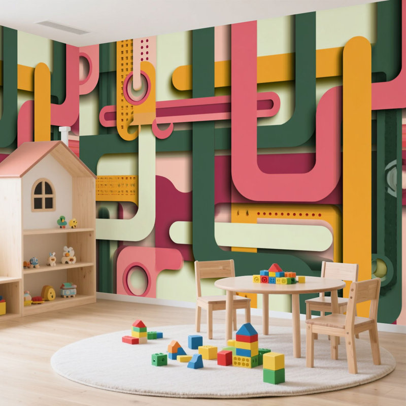 Papier peint adhésif pelez et collez, rayures abstraites brun et beige, art mural autoadhésif et amovible