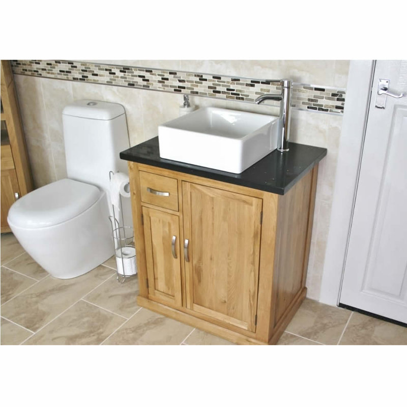 Defreitas 751mm Single Bathroom Vanity with Vessel Ceramic Basin, Black